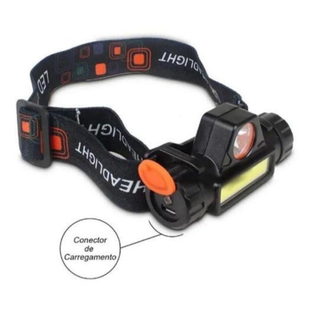 Lanterna De Cabeça 1 Led Com Sinalizador High Power Headlamp - 1