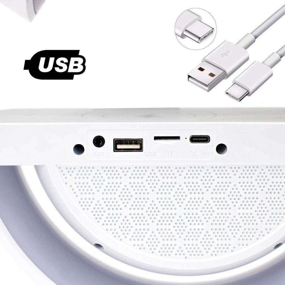 Caixa De Som Bluetooth Carregamento Por Indução Luminária Bluetooth Portátil - 4