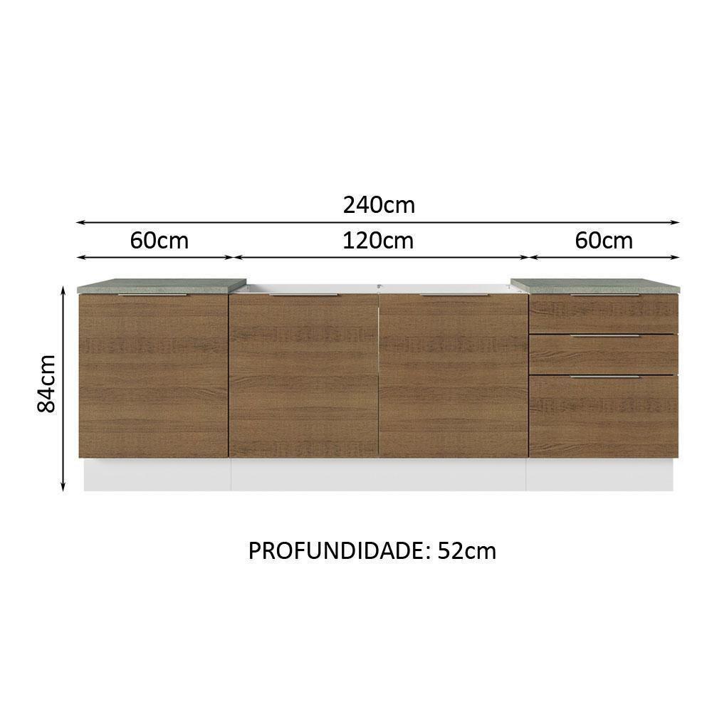 Armário De Cozinha Compacta 240cm Branco/rustic Stella Madesa 01 Branco/rustic - 9