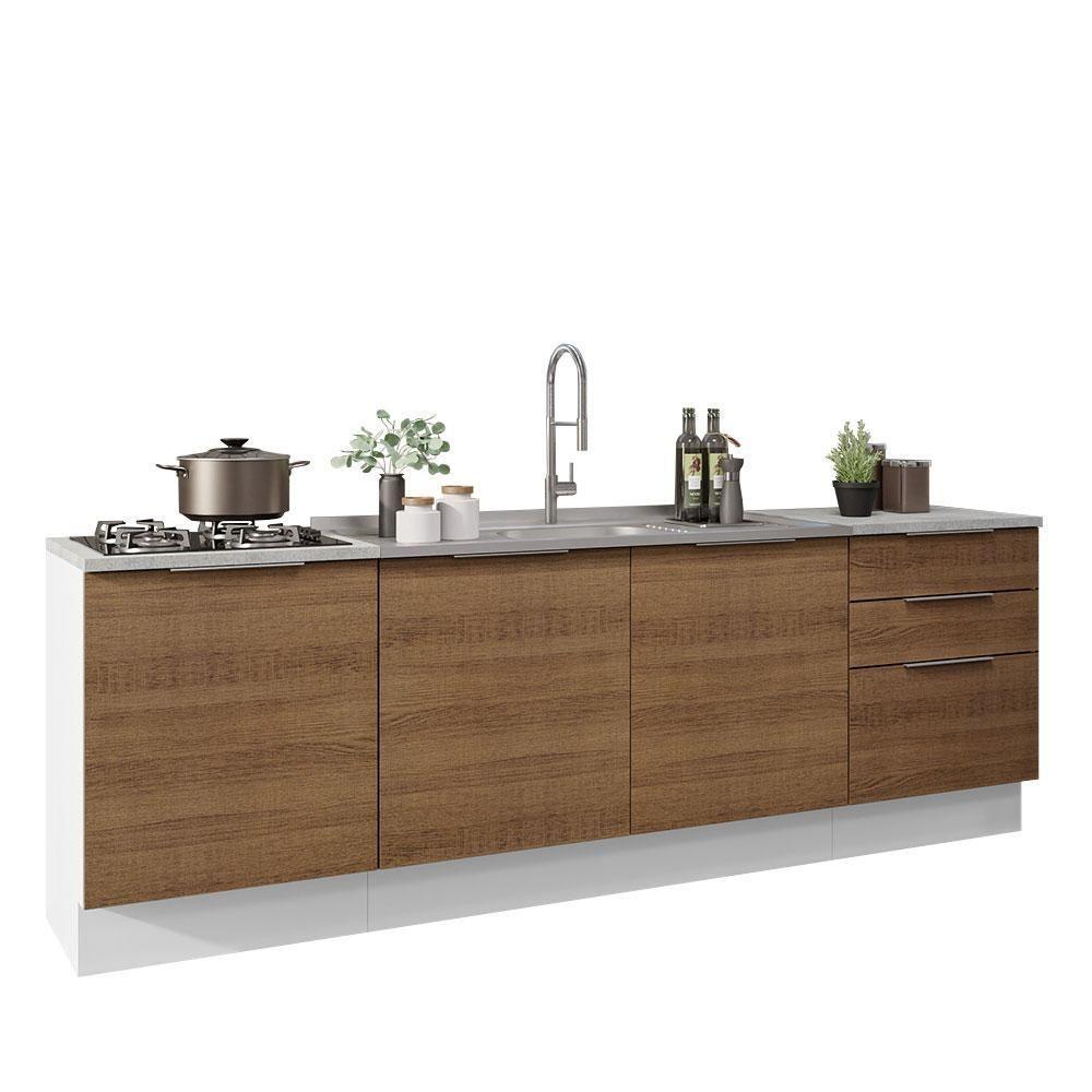 Armário De Cozinha Compacta 240cm Branco/rustic Stella Madesa 01 Branco/rustic - 10