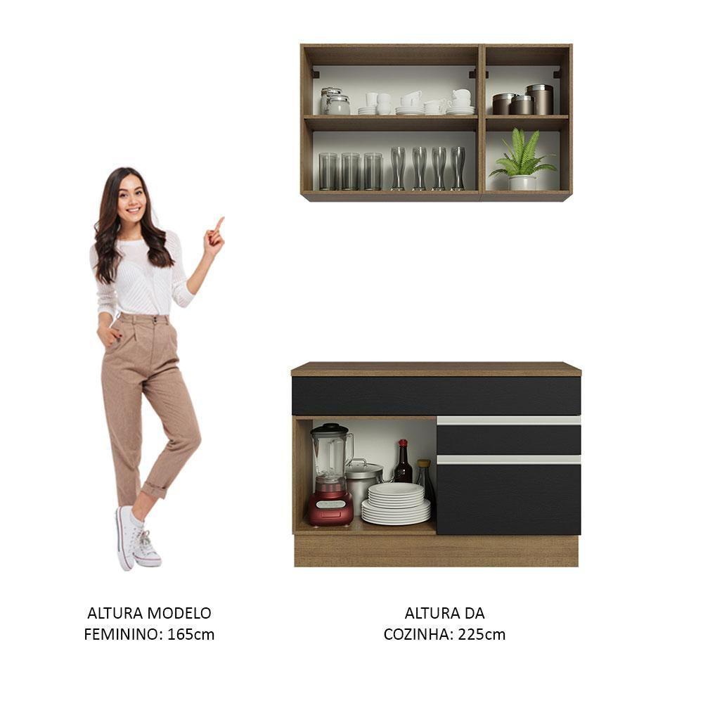 Armário De Cozinha Compacta 120cm Rustic/Preto - 7