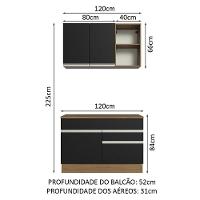 Armário De Cozinha Compacta 120cm Rustic/Preto - 9