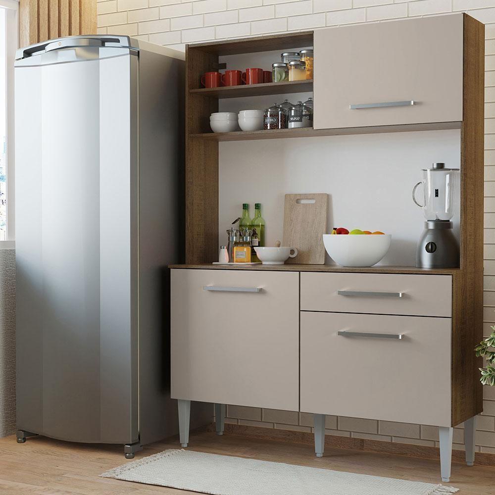 Armário De Cozinha Compacta 120cm Rustic/crema Life Madesa Rustic/crema - 1