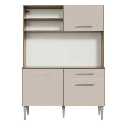 Armário de Cozinha Compacta Life 3 Portas 1 Gaveta MDF 120cm Rustic e Crema