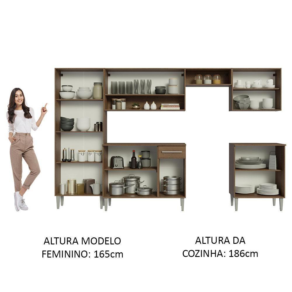 Armário De Cozinha Com Balcão E Paneleiro Rustic/branco - 7