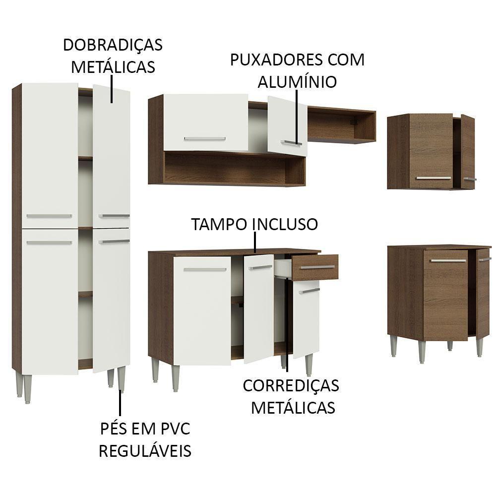 Armário De Cozinha Com Balcão E Paneleiro Rustic/branco - 8