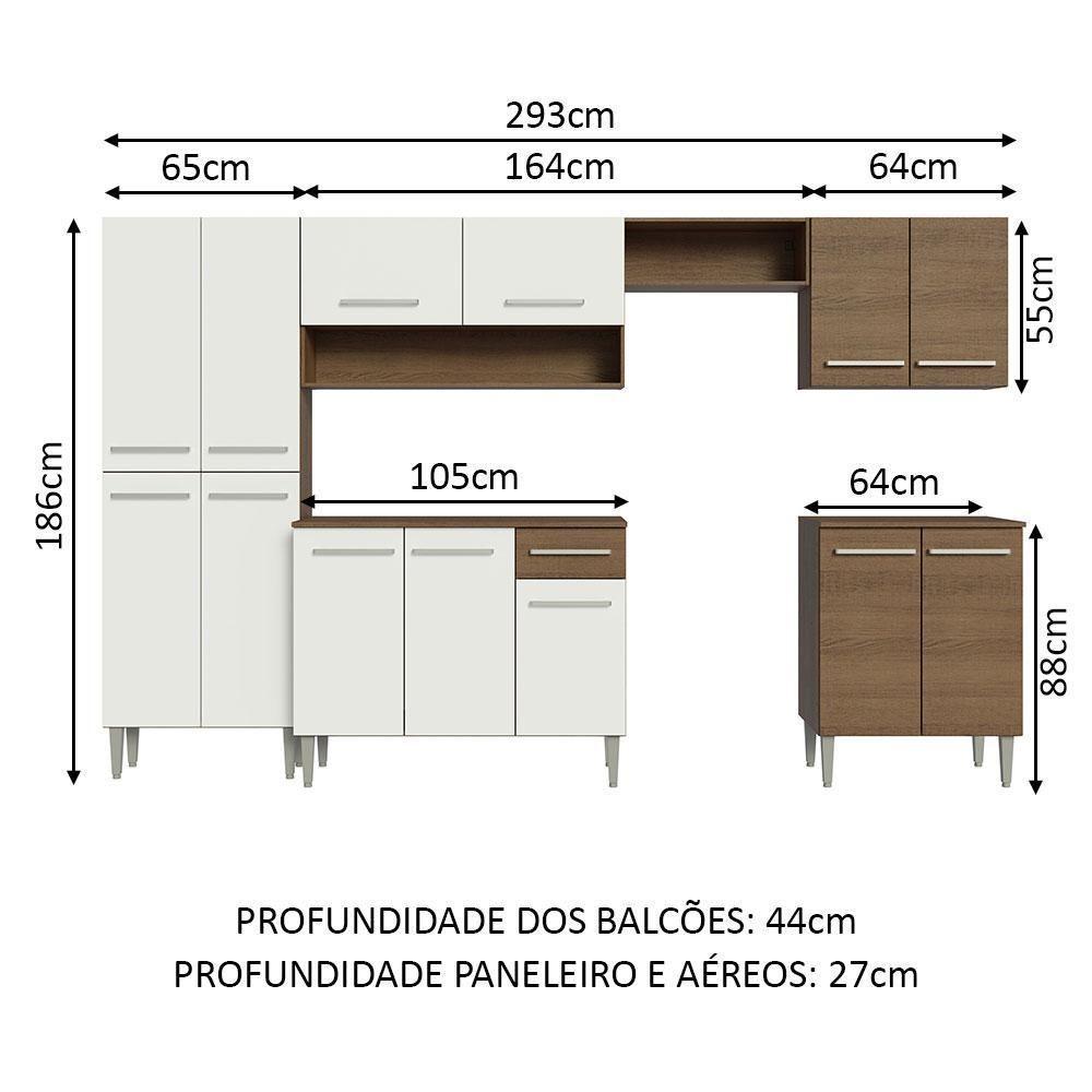 Armário De Cozinha Com Balcão E Paneleiro Rustic/branco - 9