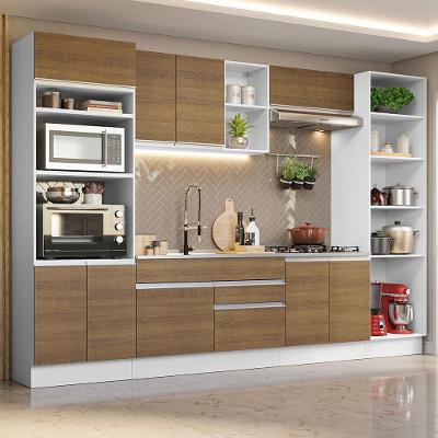 Armário de Cozinha Completa Glamy 11 Portas 2 Gavetas 330cm Branco Rustic