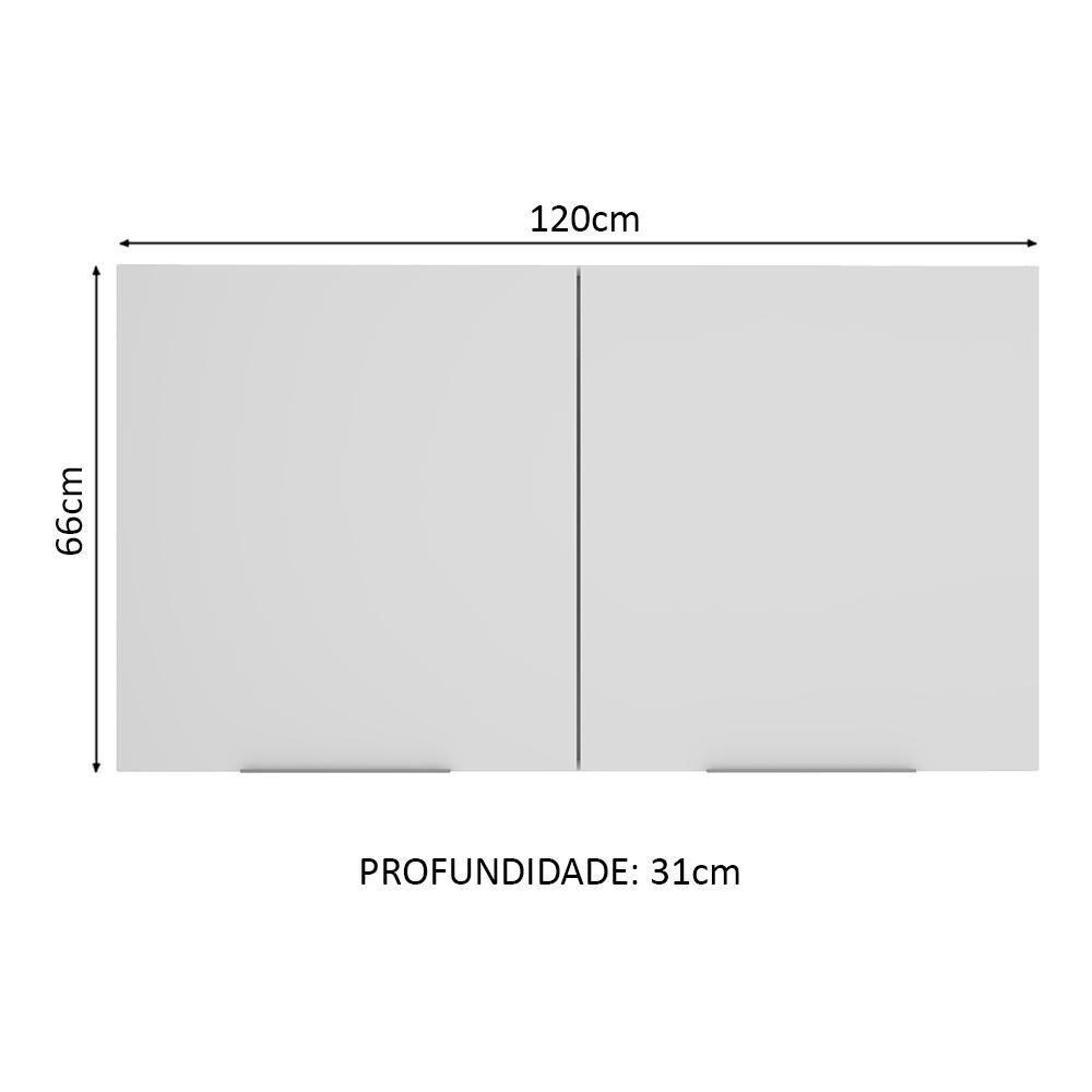 Armário Aéreo Madesa Stella 120 Cm 2 Portas - Branco - 5