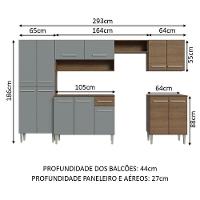 Armário De Cozinha Com Balcão E Paneleiro Rustic/Cinza - 10
