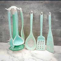 Kit 7 Peças Utensílios Cozinha Silicone Resistente Durável Verde água - 3