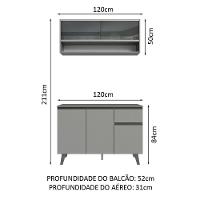 Armário De Cozinha Compacta 120cm Cinza Nice 01 Cinza - 9