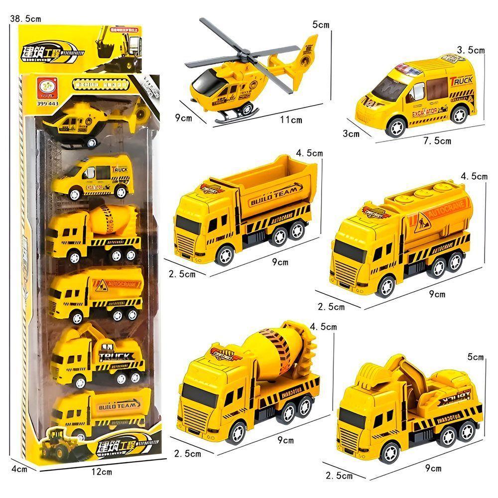 Carrinhos Brinquedo Conjunto 6 Un Miniaturas Helicóptero Amarelo - 1