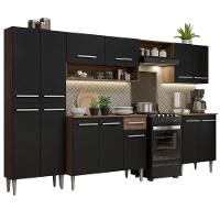 Armário De Cozinha Completa Madesa Emilly 293001 Com Balcão E Paneleiro Rustic/Preto - 2