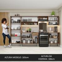 Armário De Cozinha Completa Madesa Emilly 293001 Com Balcão E Paneleiro Rustic/Preto