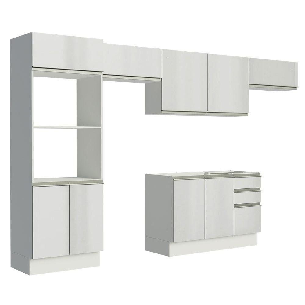 Armário Cozinha Acordes 100% Mdf com Balcão e Portas Branco - 3