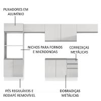 Armário Cozinha Acordes 100% Mdf com Balcão e Portas Branco - 8