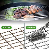 Escova Limpa Churrasqueira Grelha Cerdas De Aço Grill Espeto Churrasco