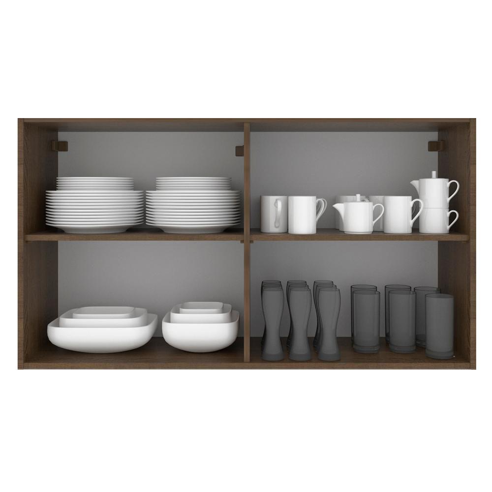 Armário Aéreo Glamy 120cm 2 Portas Vidro Rustic/Crema Madesa - 3