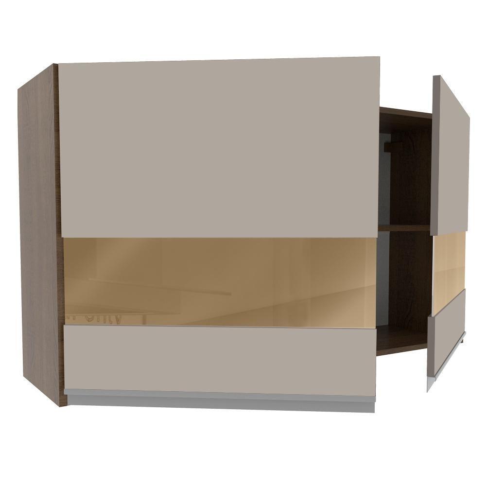 Armário Aéreo Glamy 120cm 2 Portas Vidro Rustic/Crema Madesa - 4