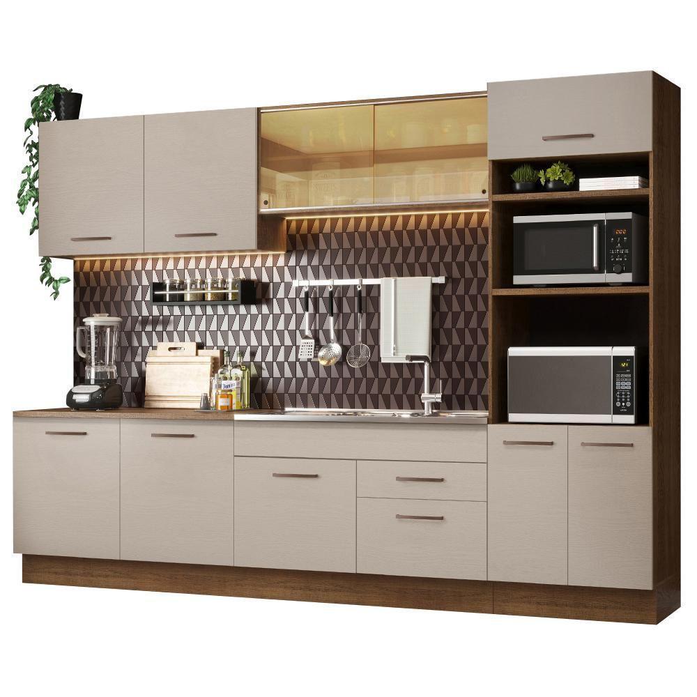 Armário De Cozinha Completa 310 Cm Rustic/crema Agata Madesa 01 Rustic/crema - 9