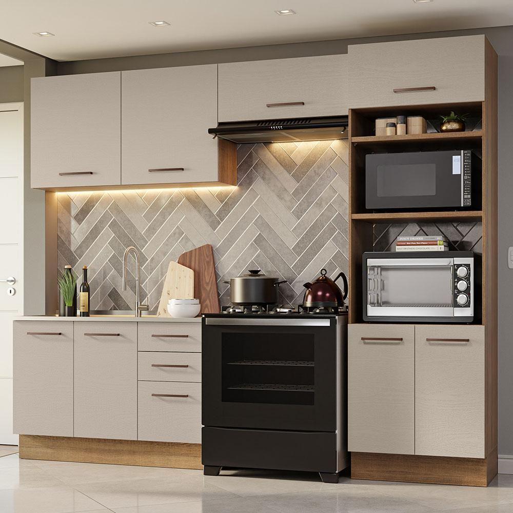 Armário De Cozinha Completa 270cm Rustic/crema Agata Madesa 08 Rustic/crema - 1