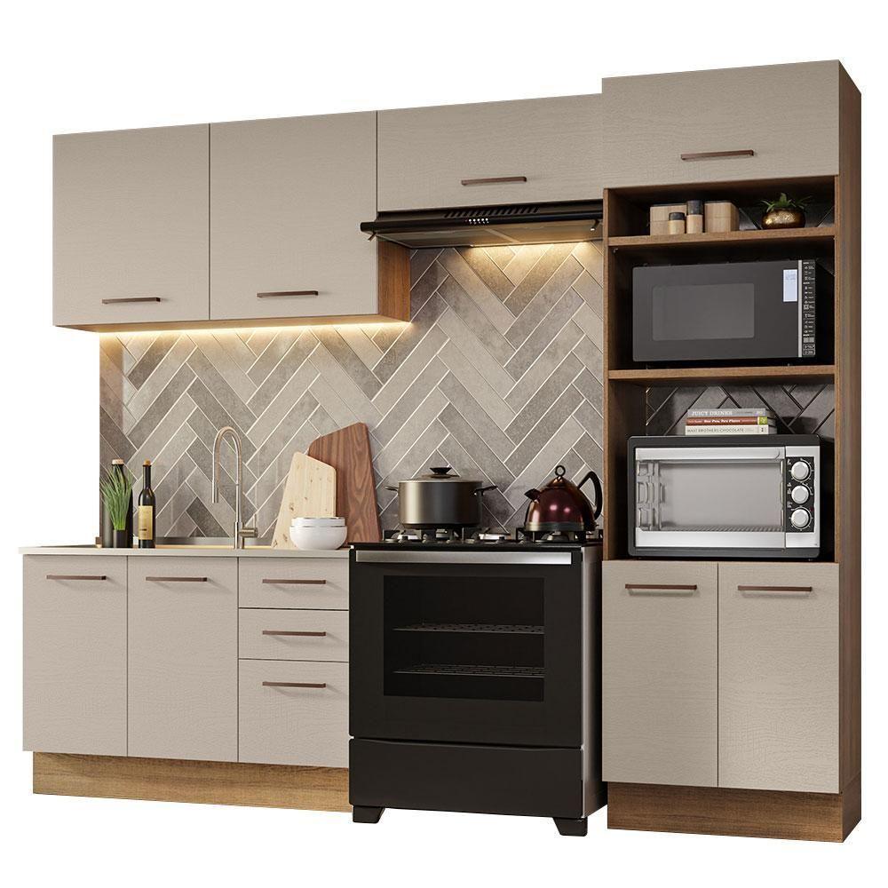 Armário De Cozinha Completa 270cm Rustic/crema Agata Madesa 08 Rustic/crema - 10