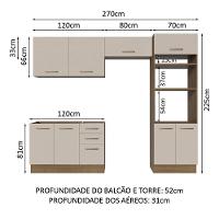 Armário De Cozinha Completa 270cm Rustic/crema Agata Madesa 08 Rustic/crema - 9