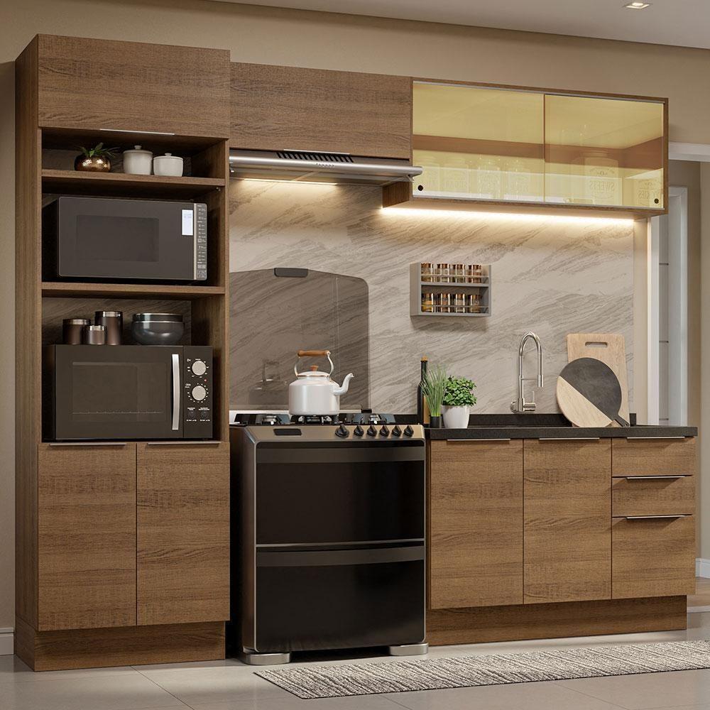 Armário De Cozinha Completa 270cm Rustic Stella Madesa 06 Rustic - 1