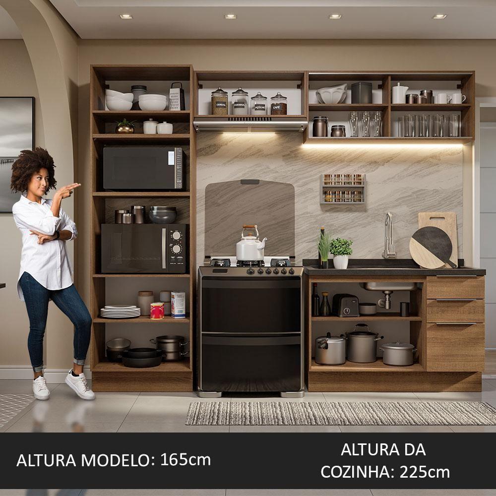 Armário De Cozinha Completa 270cm Rustic Stella Madesa 06 Rustic - 7