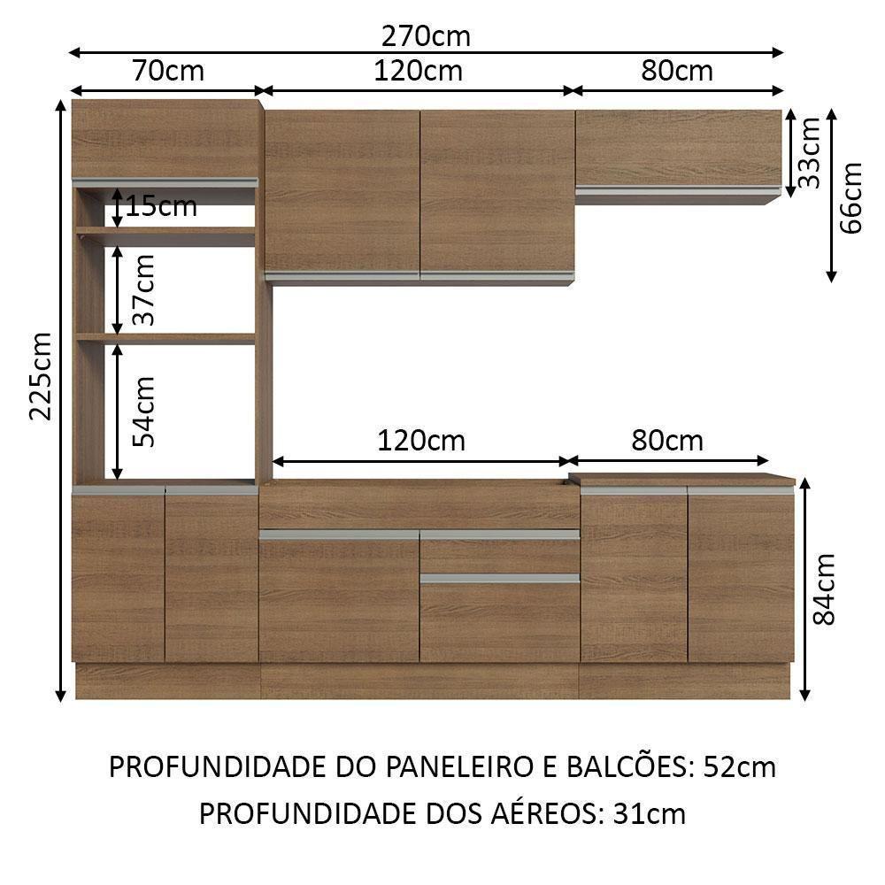 Armário De Cozinha Completa 270cm Rustic Glamy 13 Rustic - 9