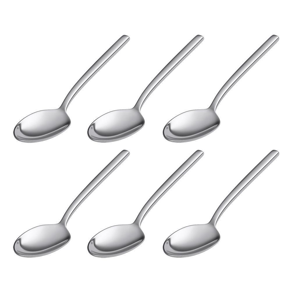 Kit 6 Colheres Aço Inox Mesa Sopa Talher Buffet Restaurante - 4