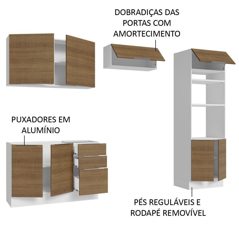 Armário De Cozinha Completa 270cm Branco/rustic Stella Madesa 05 Branco/rustic - 11