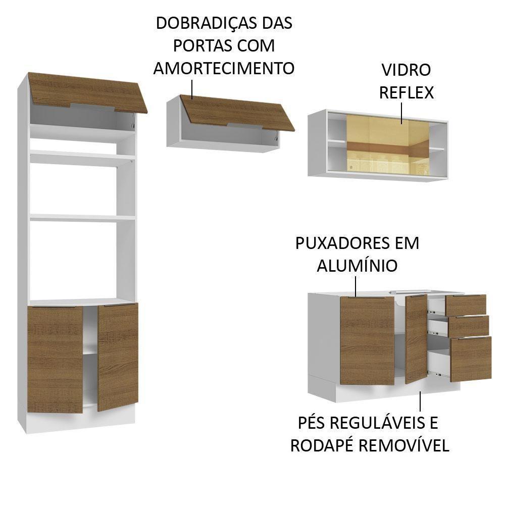 Armário De Cozinha Completa 270cm Branco/rustic Stella Madesa 06 Branco/rustic - 8