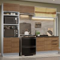 Armário De Cozinha Completa 270cm Branco/rustic Stella Madesa 06 Branco/rustic - 1