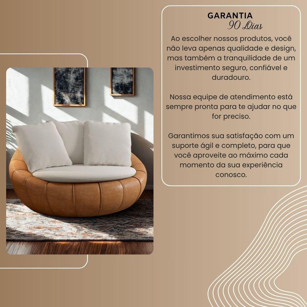 Poltrona Giratória Madeira Escritório Sala Quarto Almofadas Luxo Reforçada Premiun Salao Linho Courino - 8