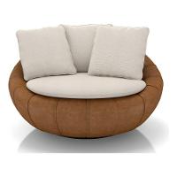 Poltrona Giratória Madeira Escritório Sala Quarto Almofadas Luxo Reforçada Premiun Salao Linho Courino - 1