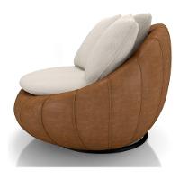 Poltrona Giratória Madeira Escritório Sala Quarto Almofadas Luxo Reforçada Premiun Salao Linho Courino - 5