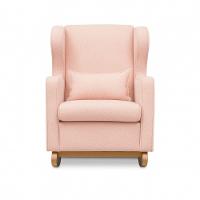 Poltrona De Balanço Para Amamentação Com Puff Em Bouclé Rosa Cor Rosa