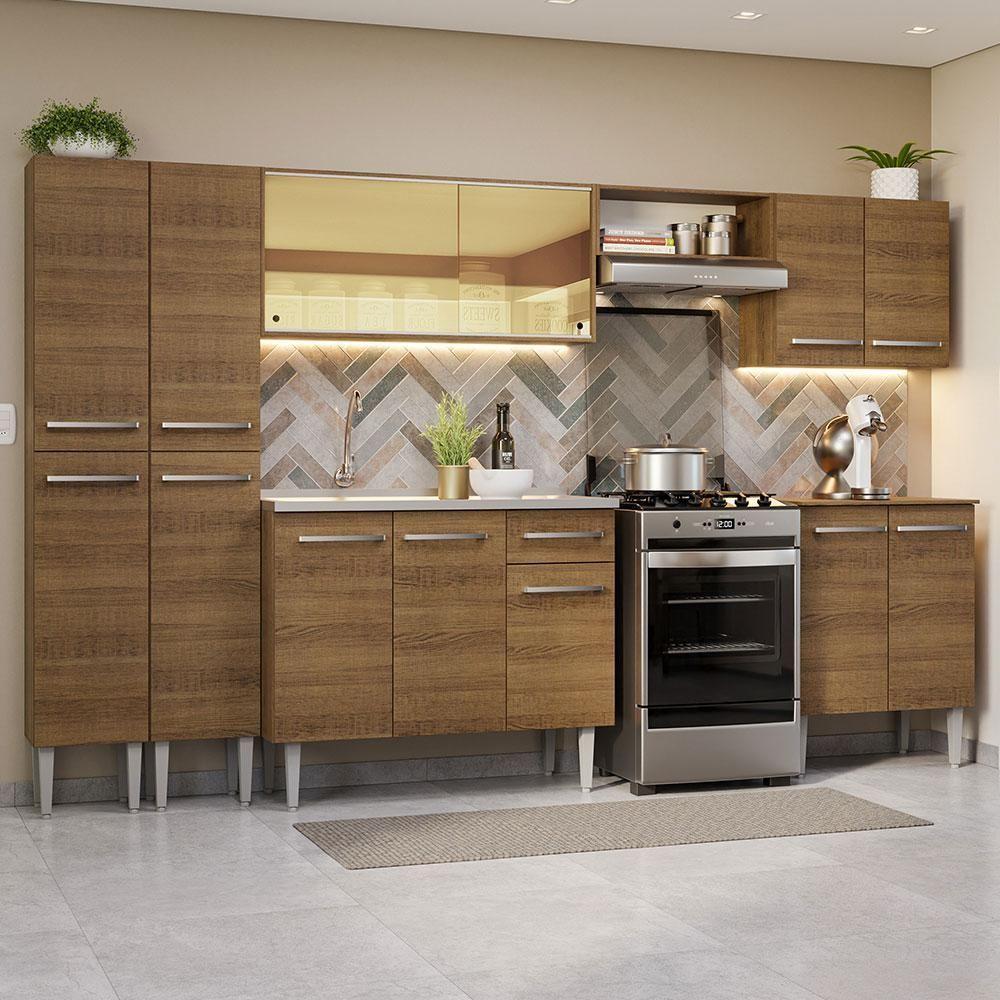 Armário De Cozinha Completa 293cm Com Pia Rustic Emilly Madesa 07 Rustic - 1