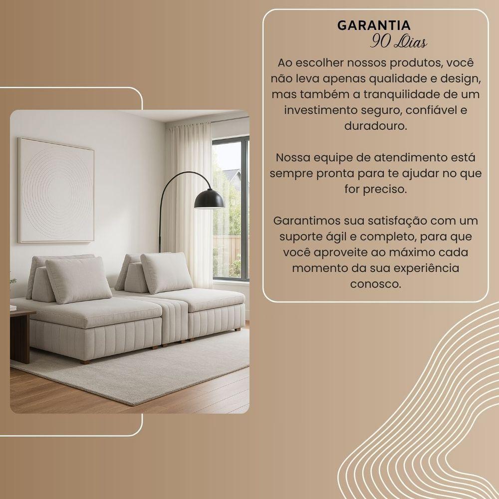 Sofá Ilha Modulado 230cm Divan Boucle Suave Bege Claro Com Pés Em Madeira Linha Premium - 4