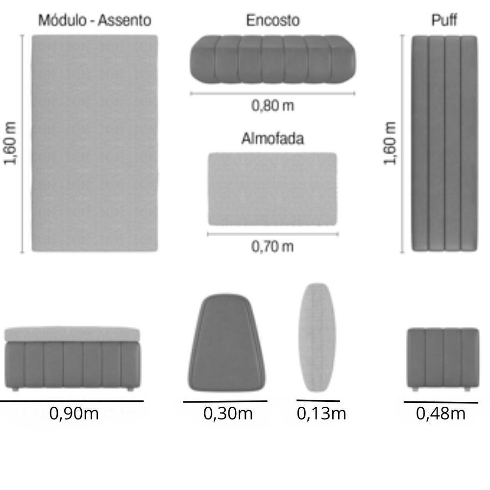 Sofá Ilha Modulado 230cm Divan Boucle Suave Bege Claro Com Pés Em Madeira Linha Premium - 6