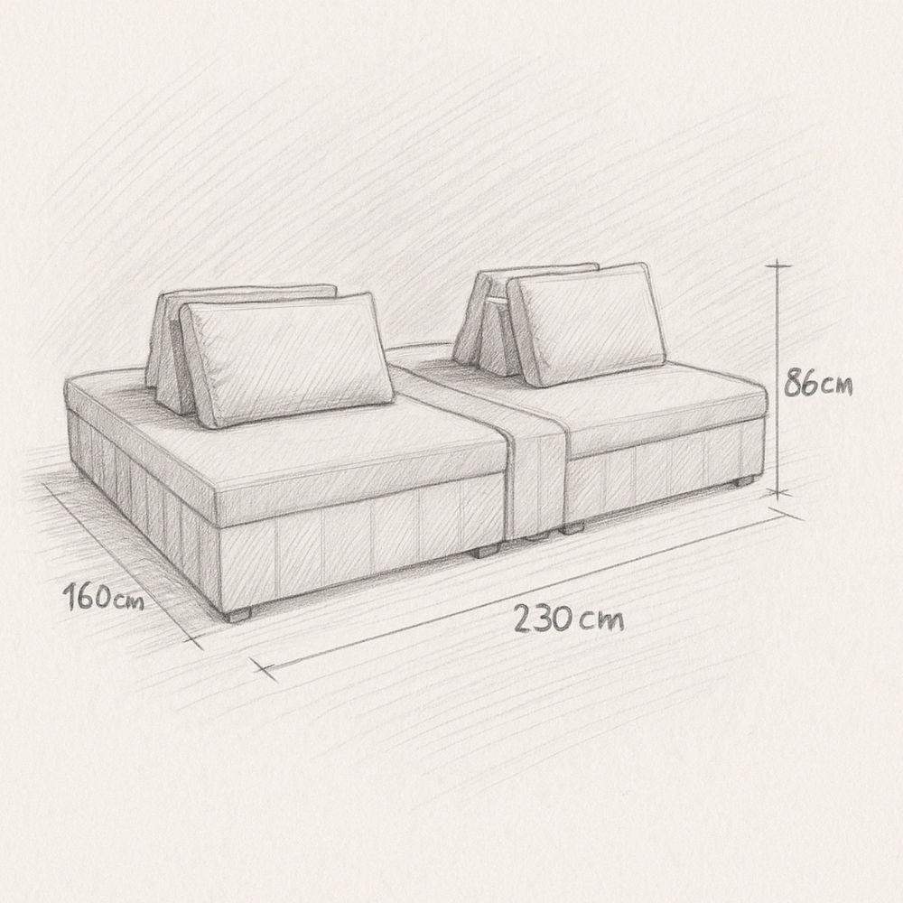 Sofá Ilha Modulado 230cm Divan Boucle Suave Bege Claro Com Pés Em Madeira Linha Premium - 7