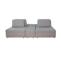 Sofá Ilha Modulado 230cm Divan Boucle Suave Bege Claro Com Pés Em Madeira Linha Premium - 3