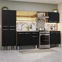 Armário De Cozinha Completa 293cm Com Pia Rustic/preto Emilly Madesa 07 Rustic/preto - 1