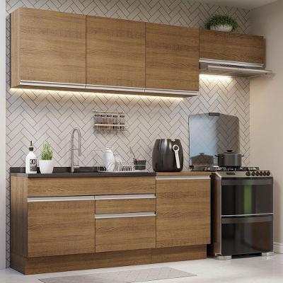 Armário de Cozinha Glamy 6 Portas 2 Gavetas MDP 260cm Rustic com Corrediças Telescópicas