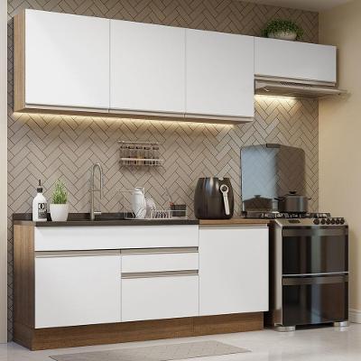 Armário de Cozinha Glamy 5 Portas 2 Gavetas MDF 260cm Branco Rustic