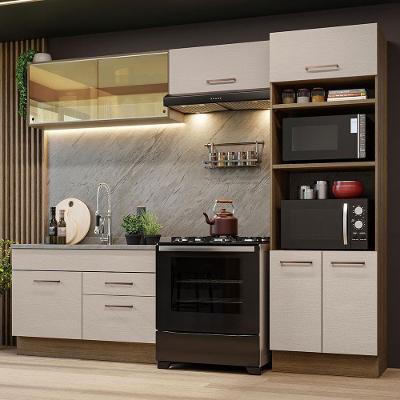 Armário de Cozinha Completa Agata 8 Portas 2 Gavetas MDF 270cm Rustic-crema