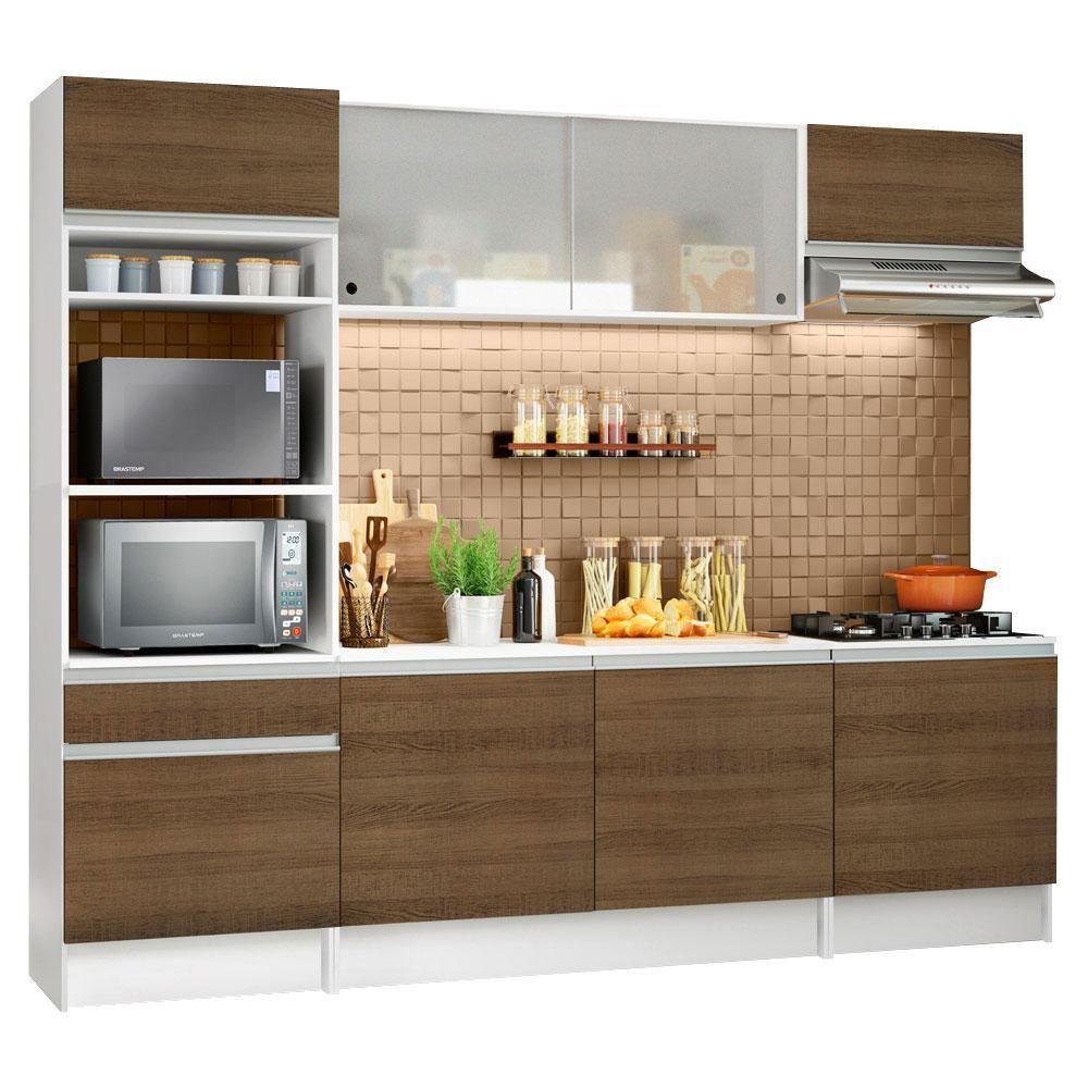 Armário de Cozinha Topazio com Balcão e Tampo Branco Rustic - 4