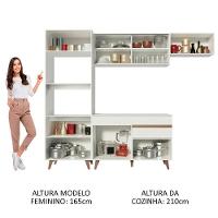 Armário De Cozinha Completa Madesa Reims 260001 Com Balcão E Tampo Branco - 10